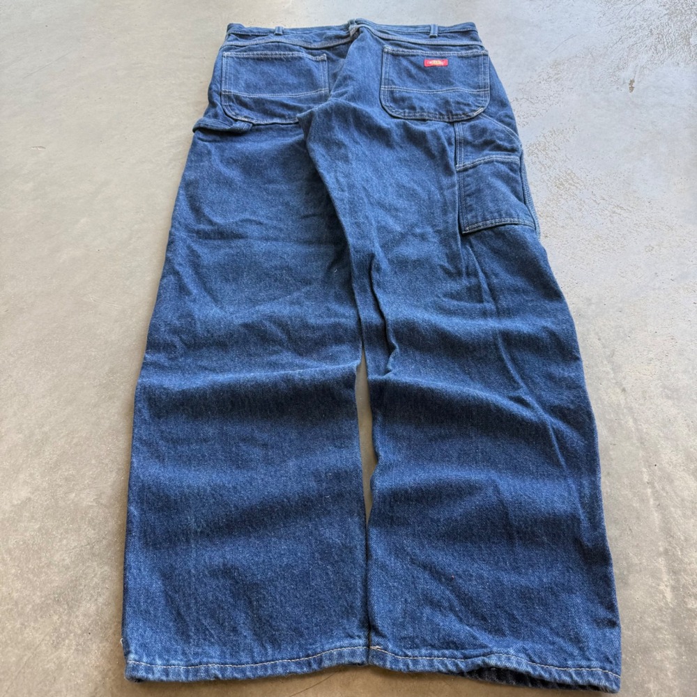 Dickies Mens 36x32 Relaxed Fit Carpenter Jeans Indigo Blue Denim LU200RNB